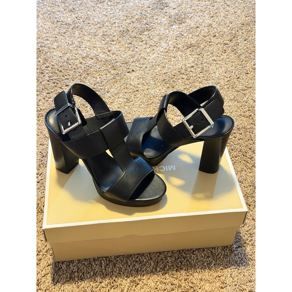 Michael Kors Becker T-Strap Leather Platform Sandals